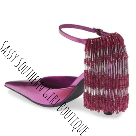 🆕⭐ Jeffrey Campbell purple showstopper beaded heels - Picture 5 of 15